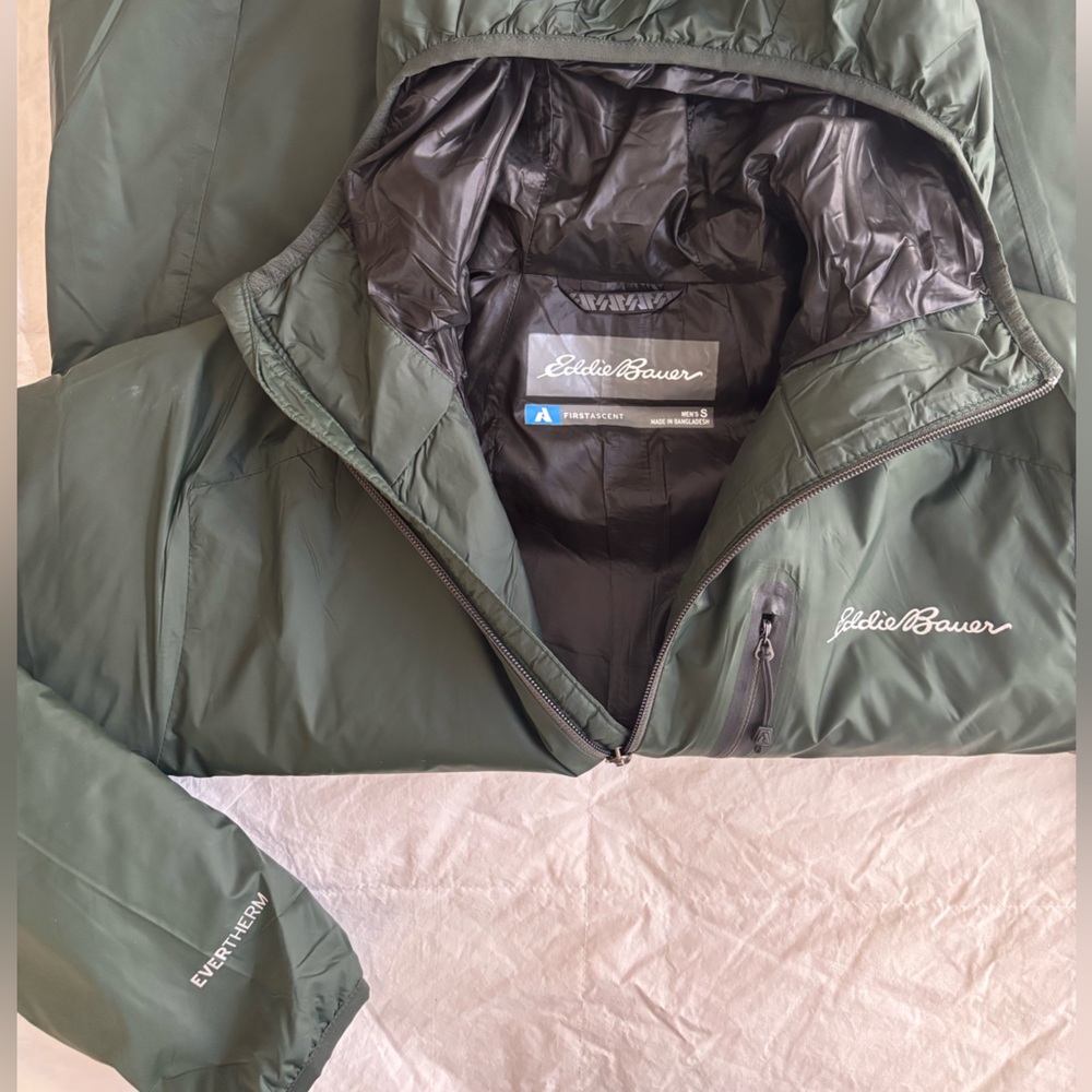 Eddie Bauer First Ascent Men's EverTherm Hooded Down Jacket - Avocado - Size S - Picture 5 of 7